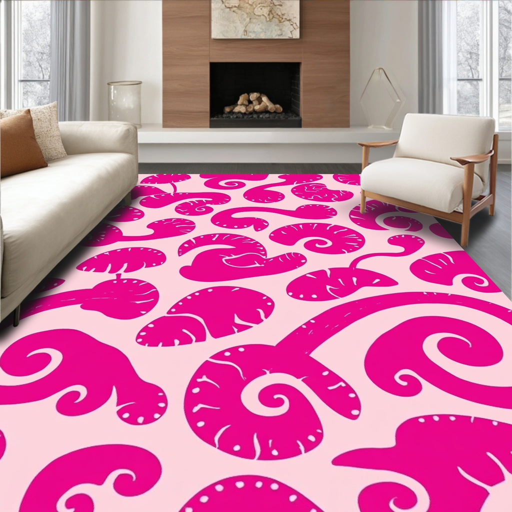Pink Swirl Abstract Art Rug