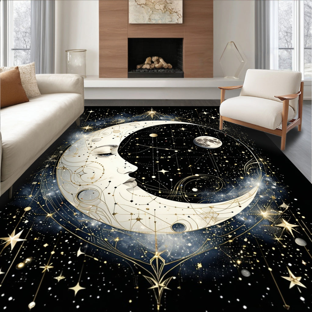 Celestial Moon Face Celestial Stars Rug