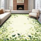 Lush Greenery Flying Birds Border Rug