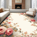 Vintage Rose Floral Swirl Pattern Rug