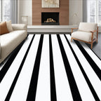 Bold Black White Stripe Design Rug