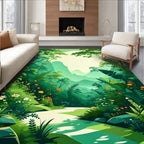 Lush Green Tropical Forest Pathway Rug