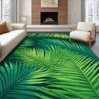 Lush Tropical Palm Leaf Pattern Rug