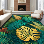 Lush Tropical Leaf Pattern Rug