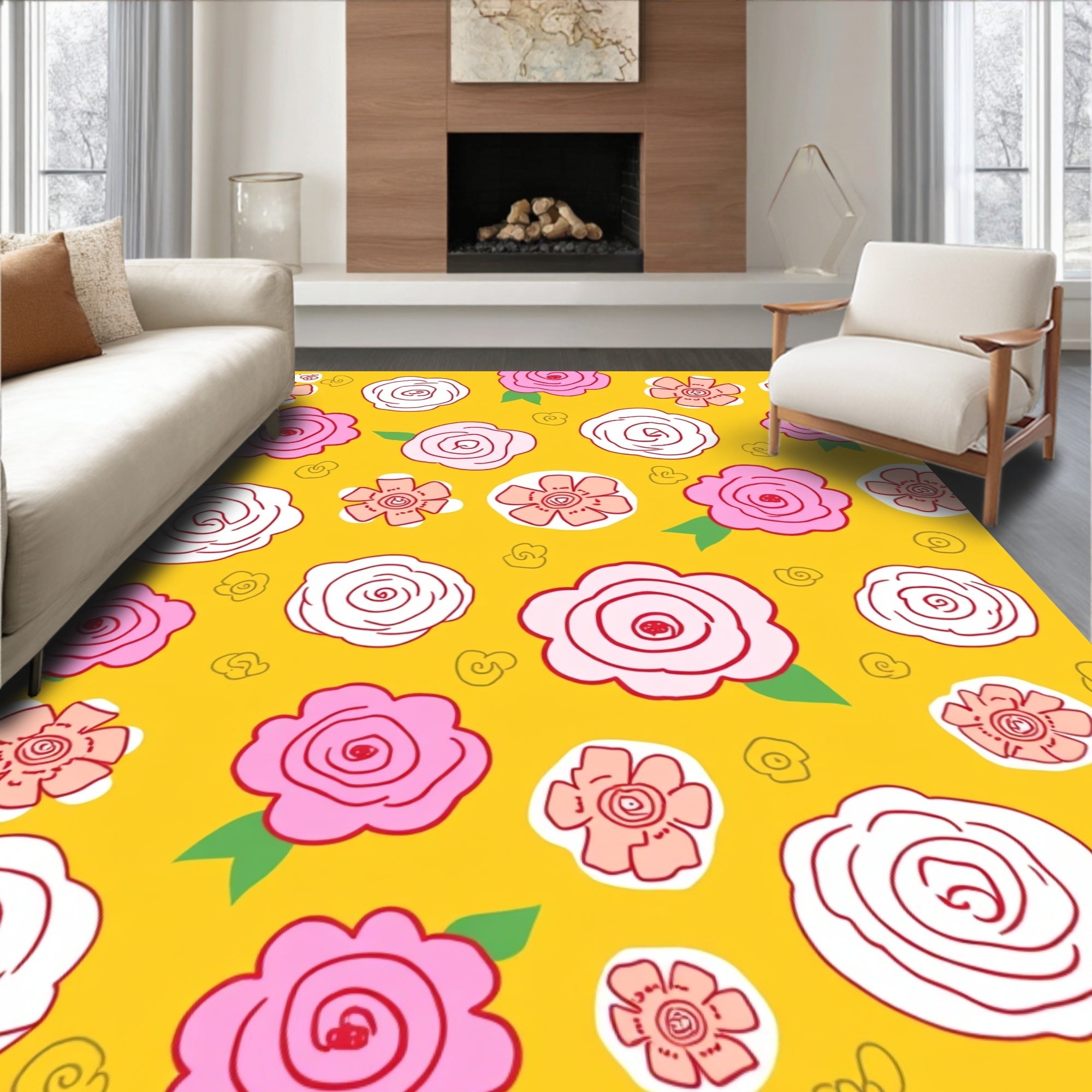 Playful Floral Pattern Rug