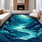 Mystical Teal Forest Waterway Rug