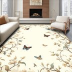 Whimsical Floral Butterfly Vine Art Rug