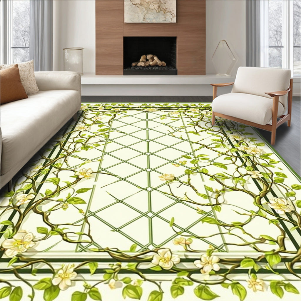 Vining Floral Lace Patterned Rug