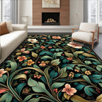 Dark Floral vines Inspired Pattern Rug