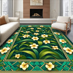 Emerald Floral Tropical Garden Rug