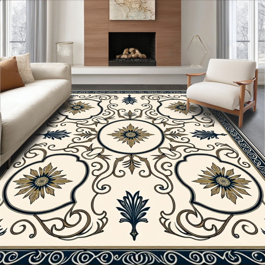 Elegant Floral Scrollwork Design Rug