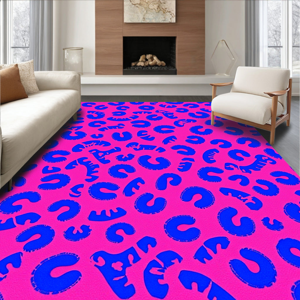 Bold Blue And Pink Animal Spots Rug