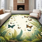 Enchanted Forest Butterfly Nature Scene Rug