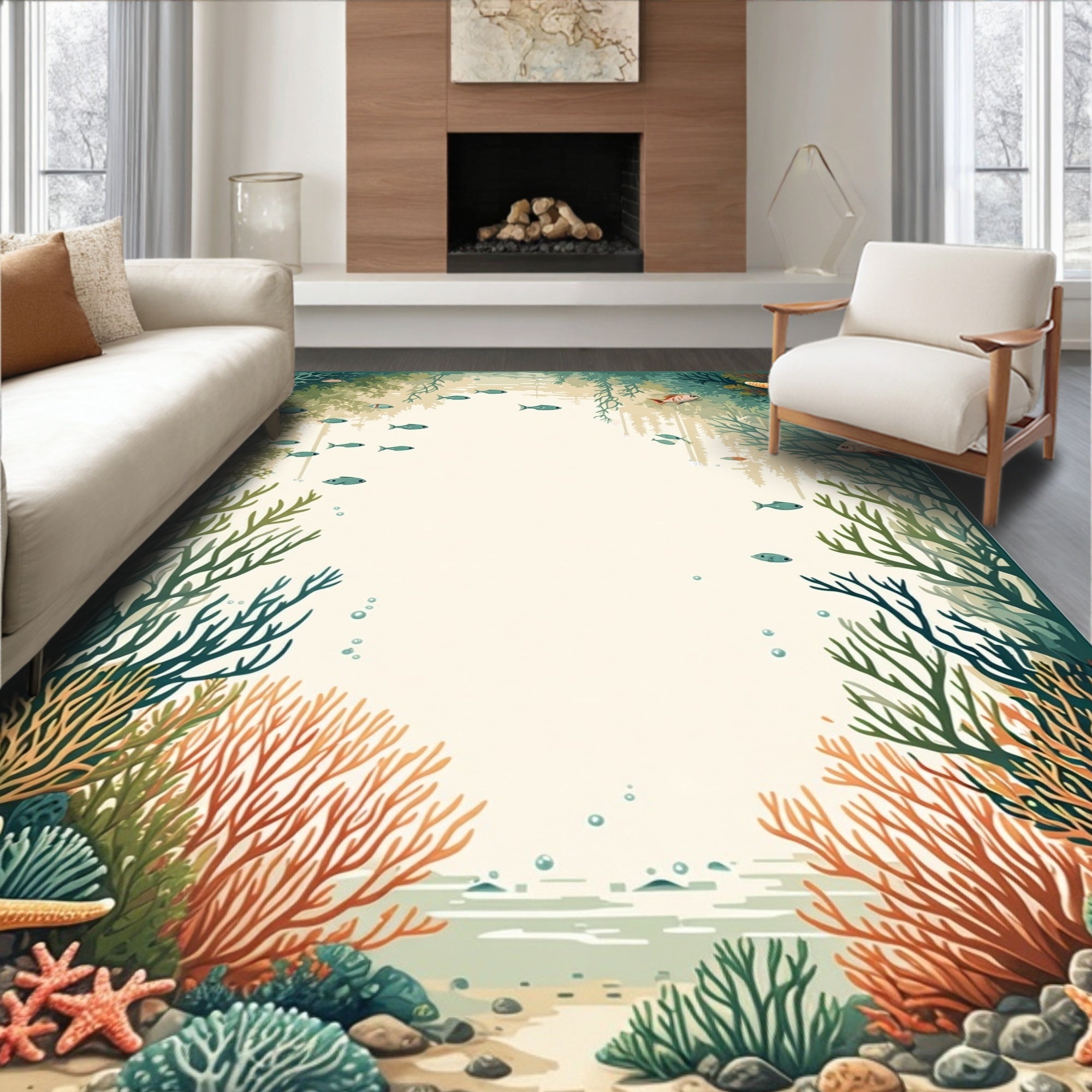 Undersea Coral Fish Pattern Rug