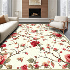 Vintage Floral Vines Rose Pattern Rug