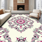 Pink Floral Mandala Pattern Accent Rug