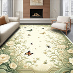 Spring Garden Butterflies Botanical Swirls Rug