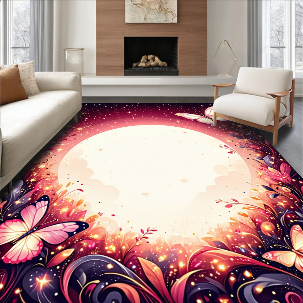 Enchanting Butterfly Starry Night Garden Rug