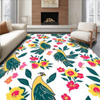Whimsical Birds Floral Pattern Rug