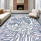 Intricate Blue Purple Floral Swirls Design Rug