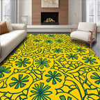 Yellow Citrus Blooms With Leaves Pattern Rug