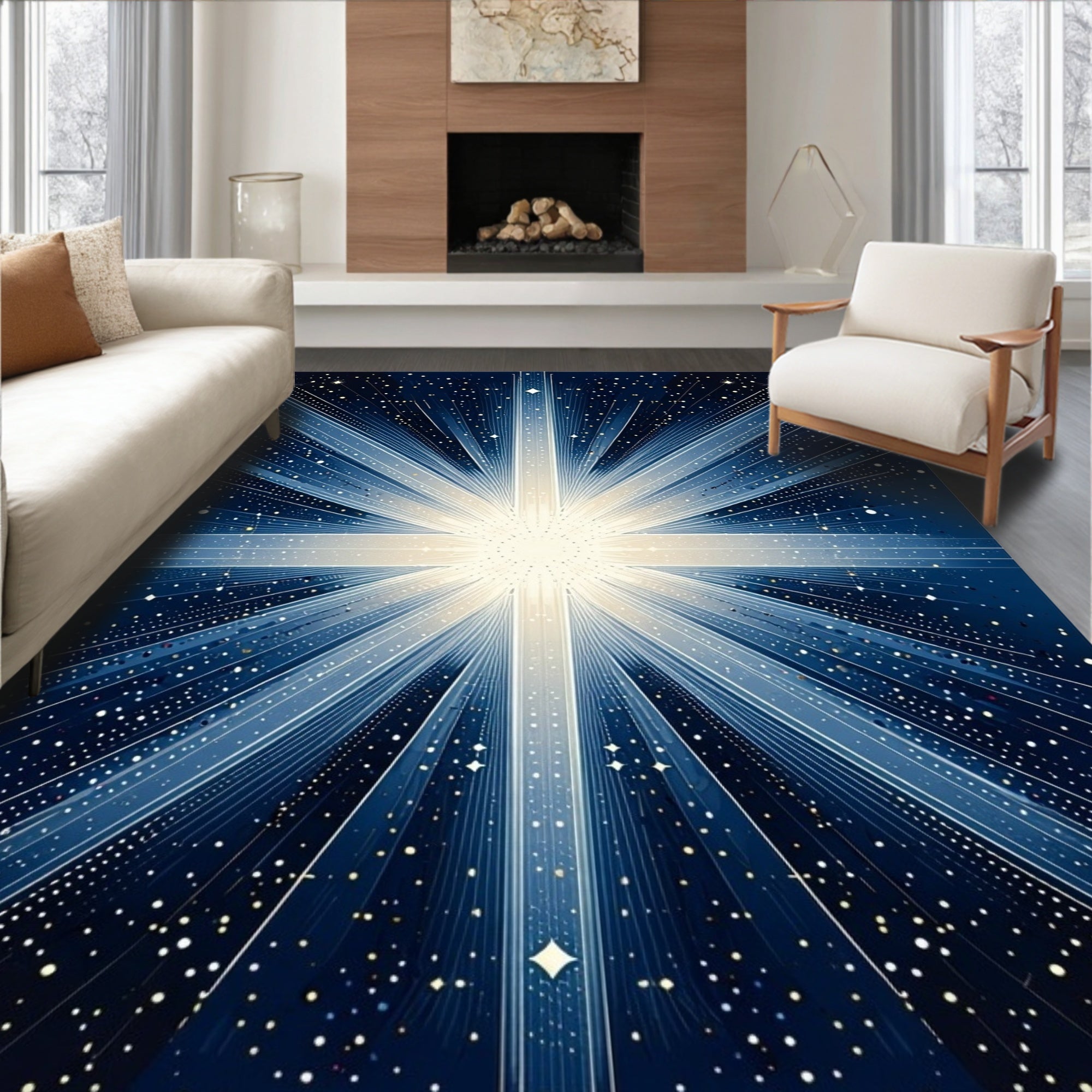 Cosmic Rays And Stars Pattern Rug