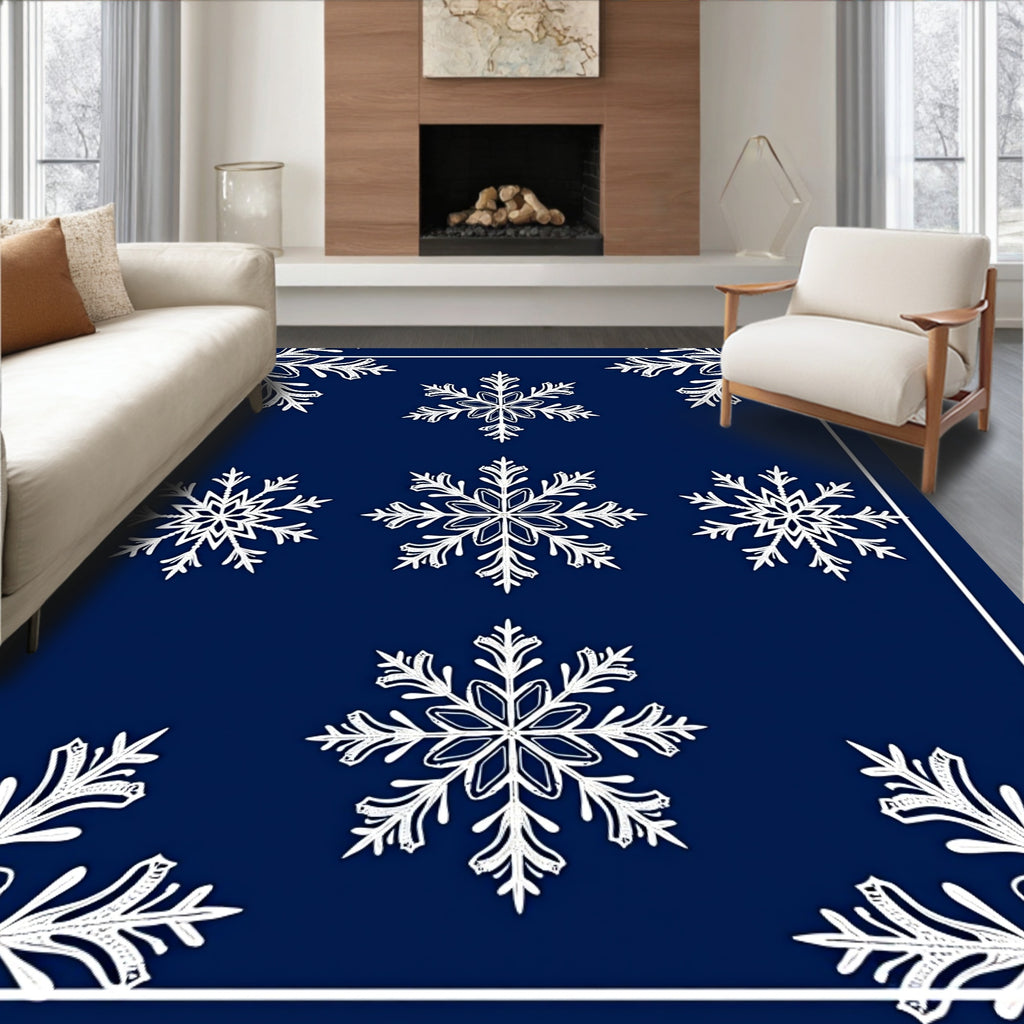 Deep Blue Snowflake Collection Rug