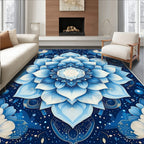 Intricate Blue Mandala Floral Pattern Rug