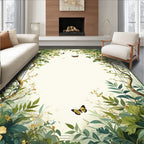 Earthy Greenery Butterfly Nature Print Rug