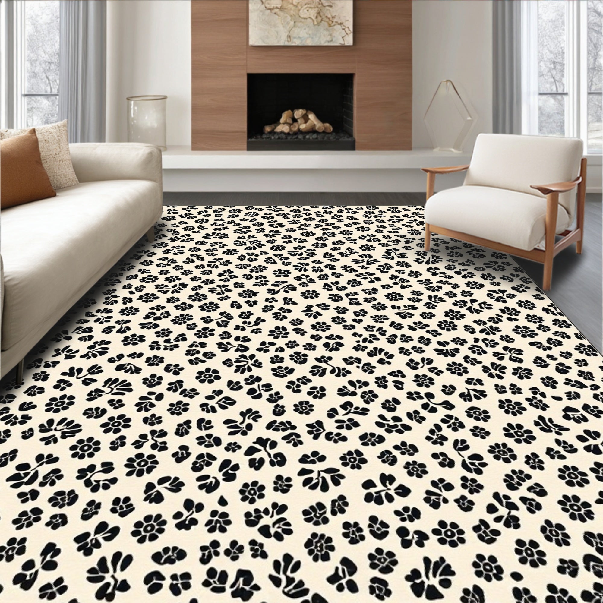 Small Floral Garden Motif Rug
