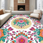 Vibrant Floral Mandala Patterned Rug