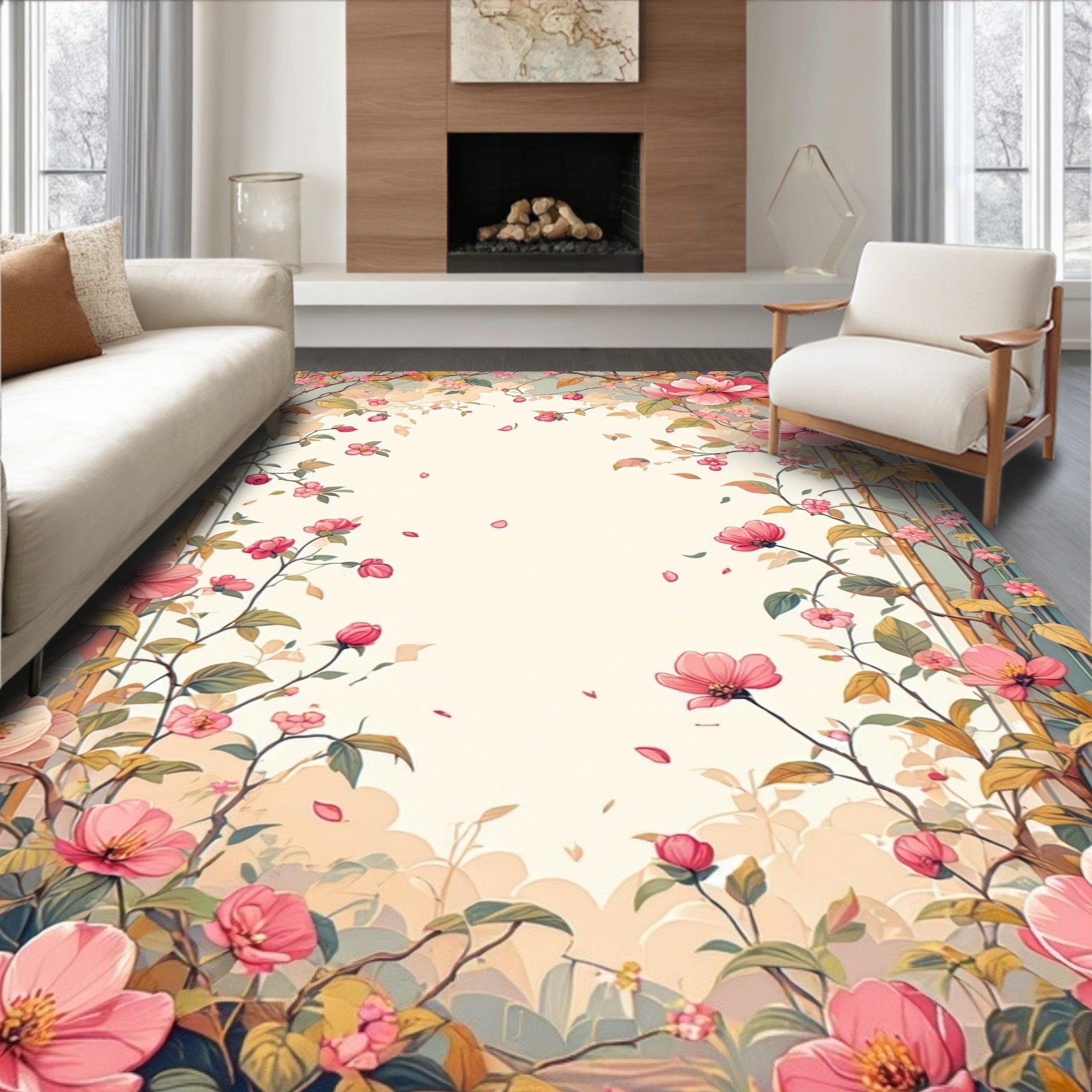 Pink Floral Garden Arch Rug