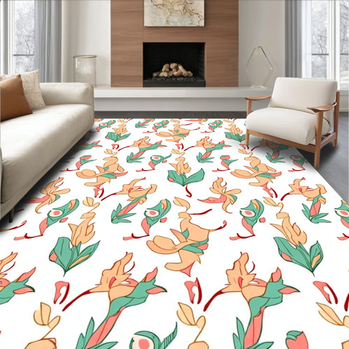 Abstract Floral Wavy Pattern Rug