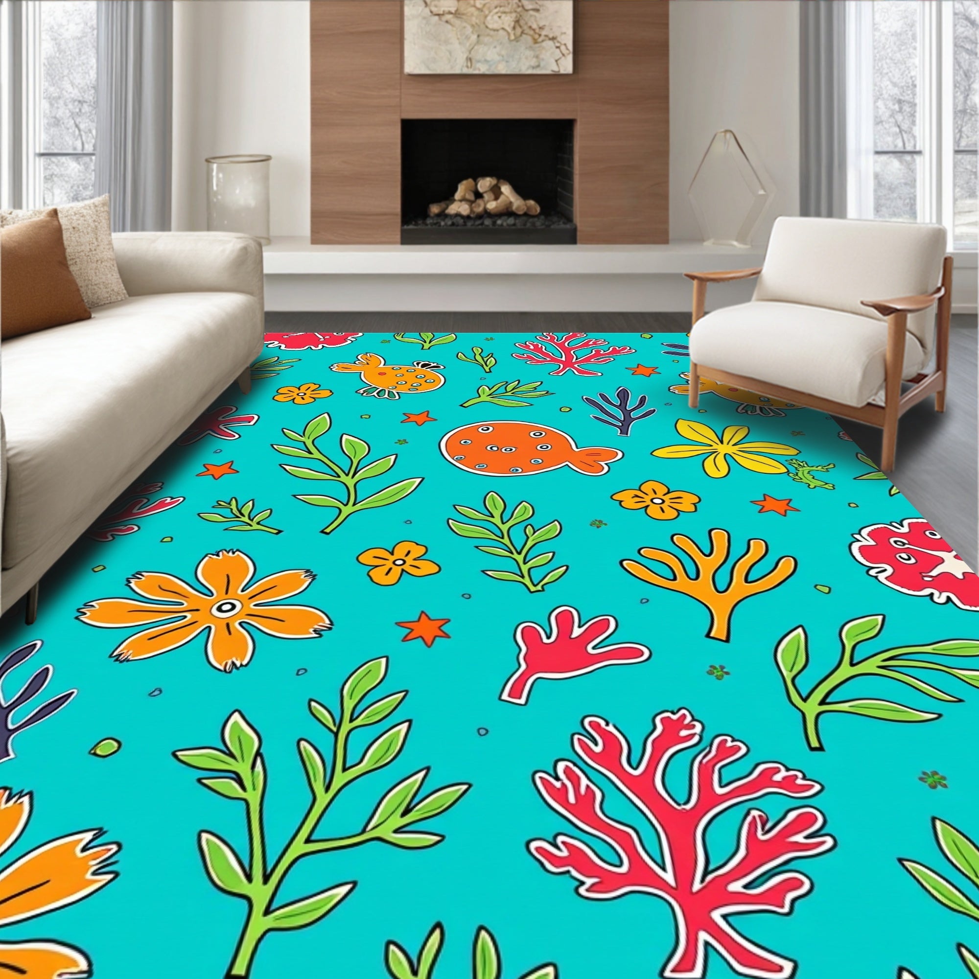 Whimsical Under The Sea Pattern Rug