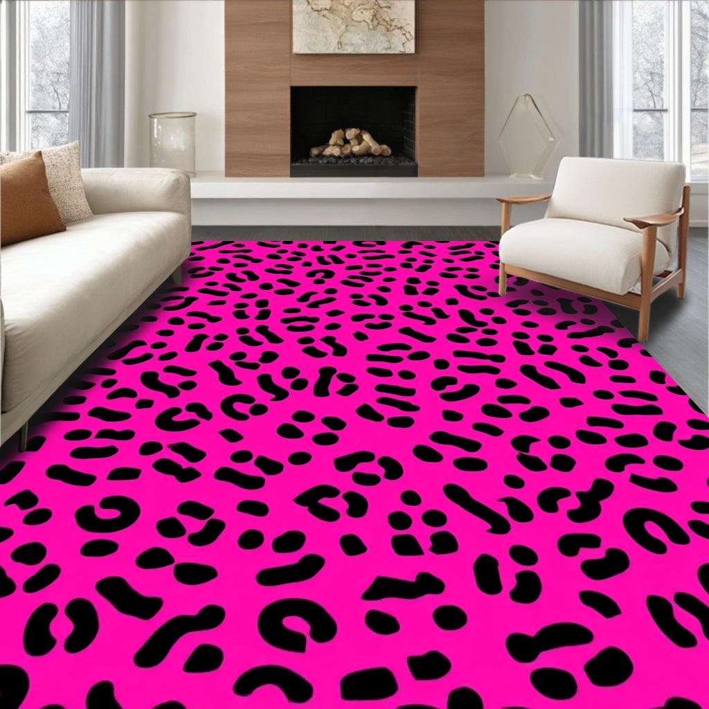 Hot Pink Leopard Print Pattern Rug