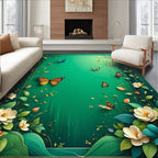 Emerald Garden Butterfly Floral Rug