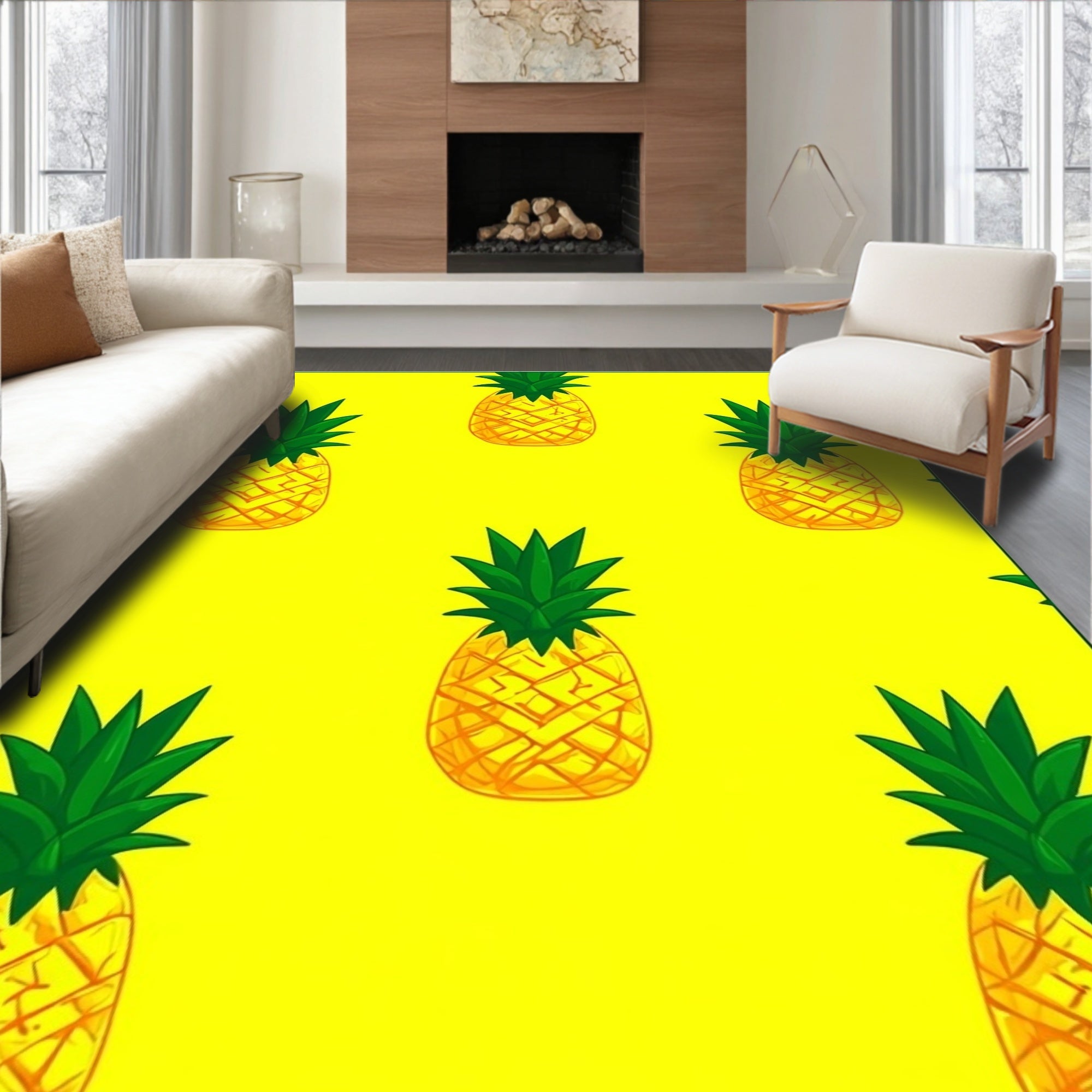 Yellow Pineapple Pattern Design Rug