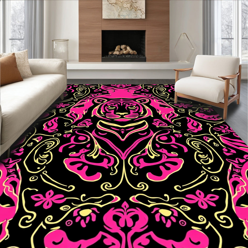 Bold Tiger Floral Pattern Rug