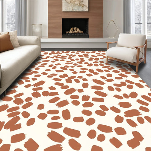 Abstract Brushstroke Pattern Terra Cotta Rug