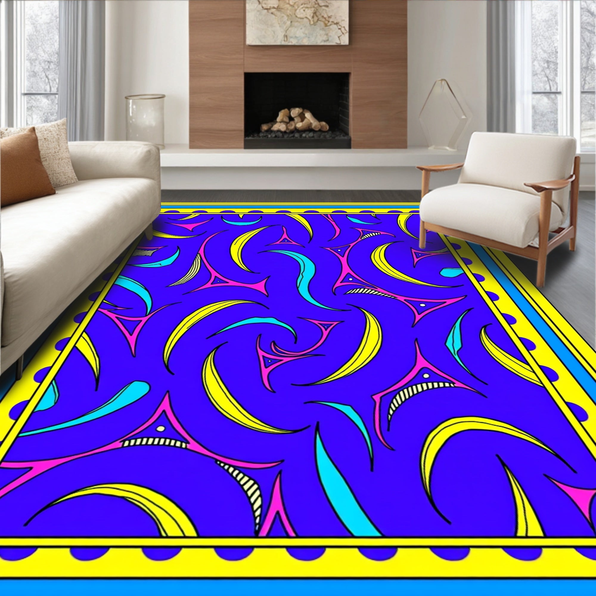 Bold Abstract Shapes Dynamic Rug
