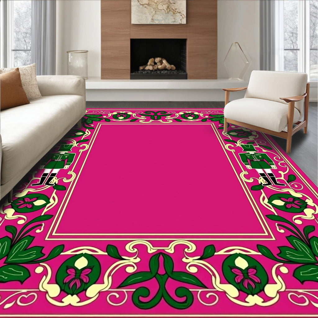 Whimsical Pink Nutcracker Border Rug