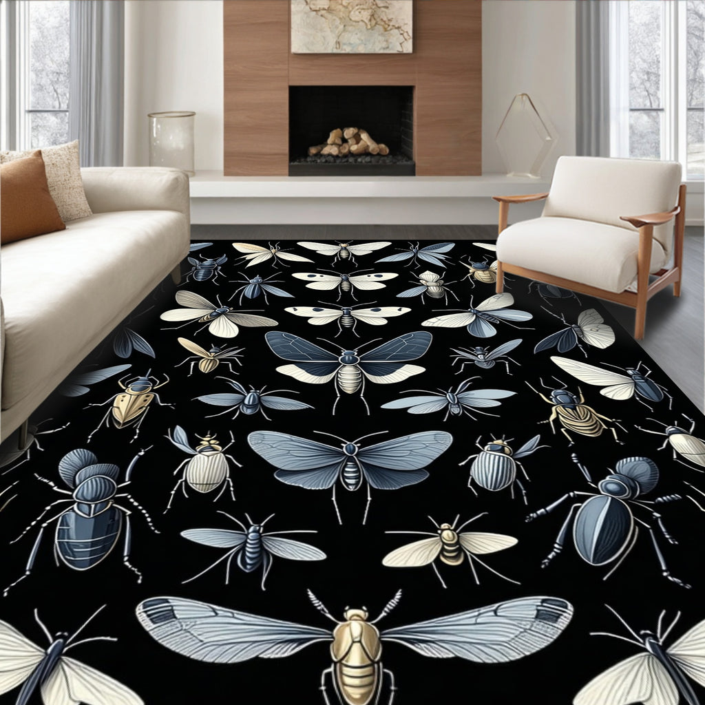 Arthropod Collection Black Background Design Rug