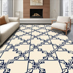 Dark Blue Lattice Inspired Pattern Rug