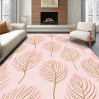 Pink and Gold Leaf Pattern Rug
