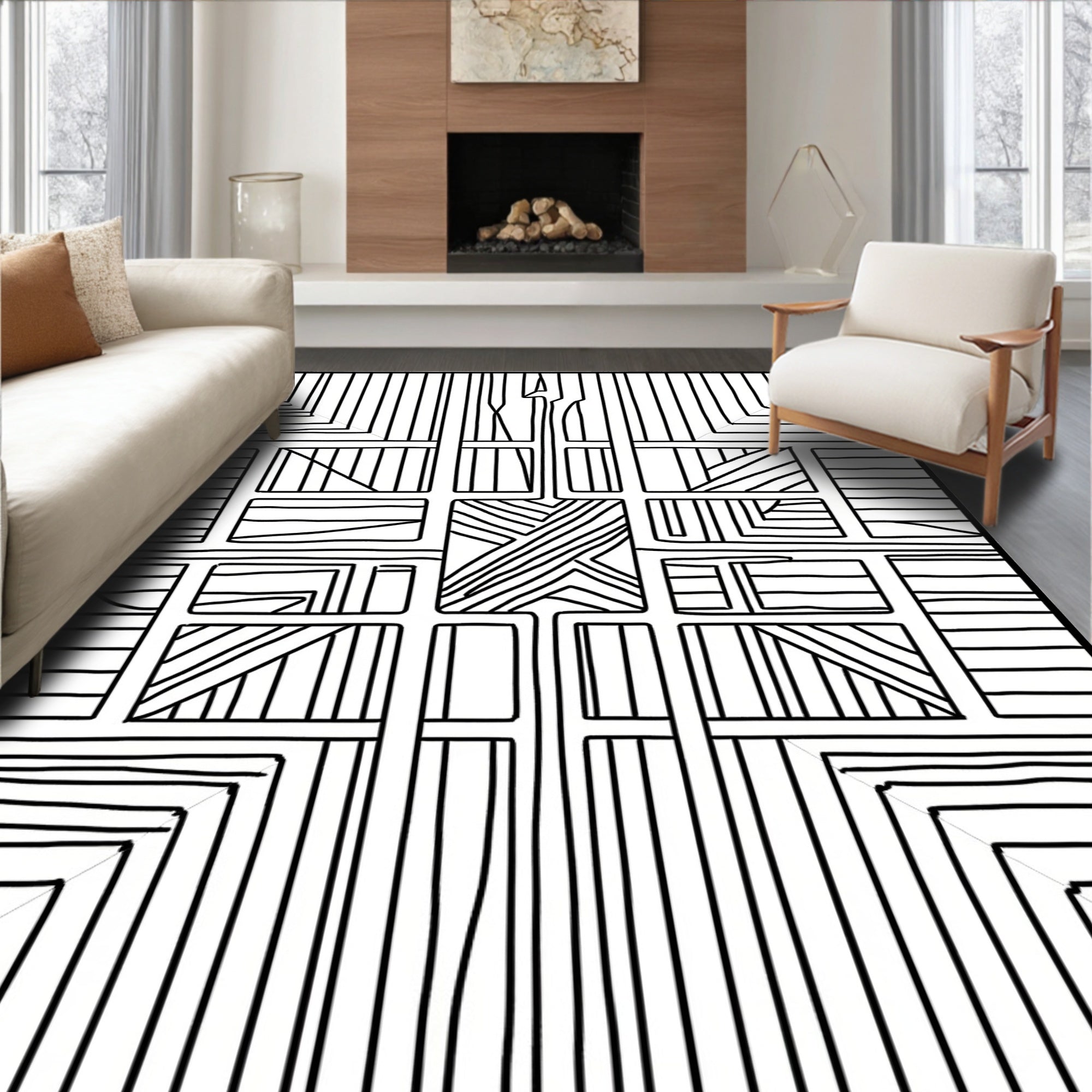 Abstract Geometric Intersecting Lines Rug