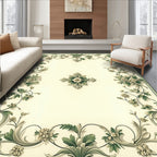 Elegant Floral Swirl Green Scroll Rug