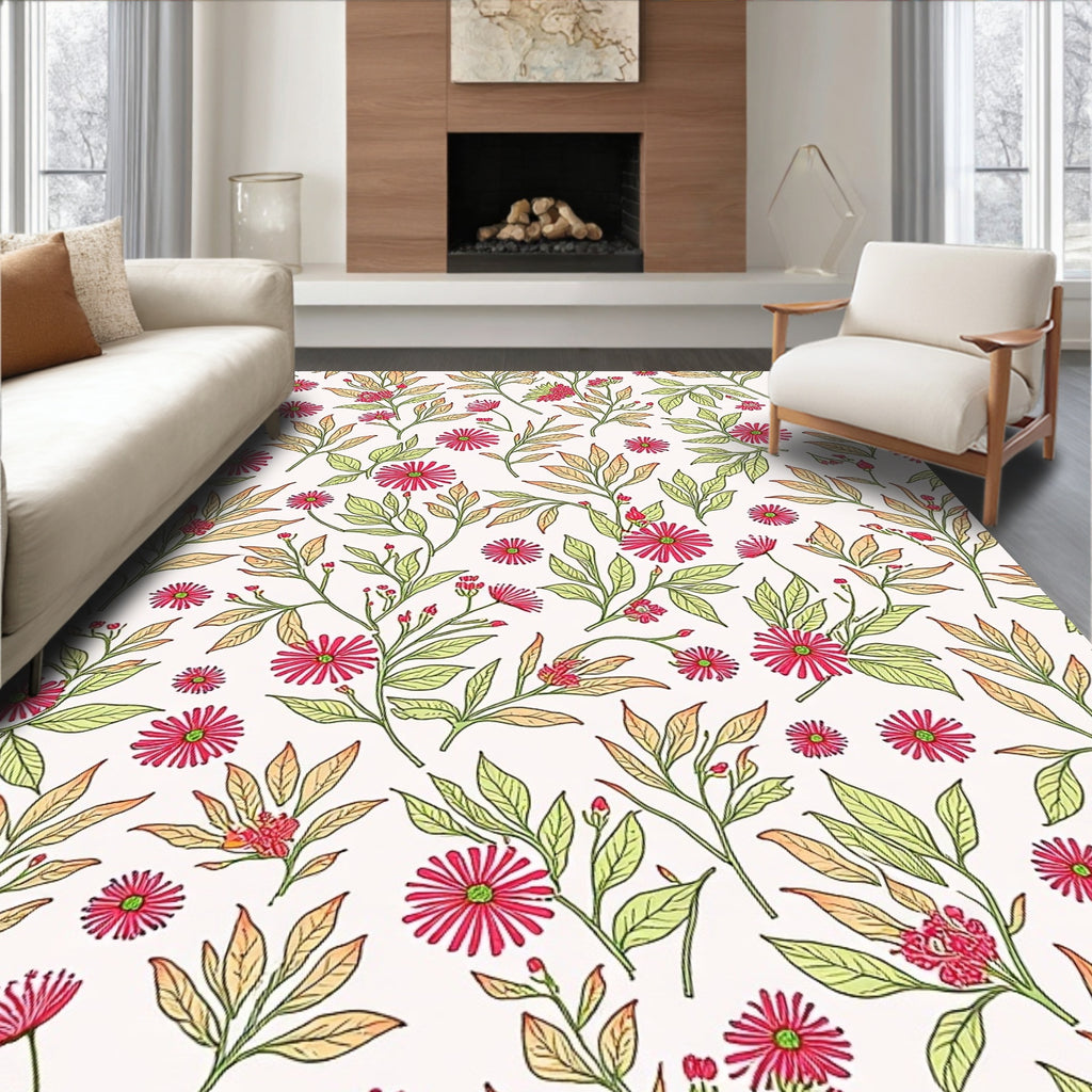 Delicate Floral Vines Pattern Rug