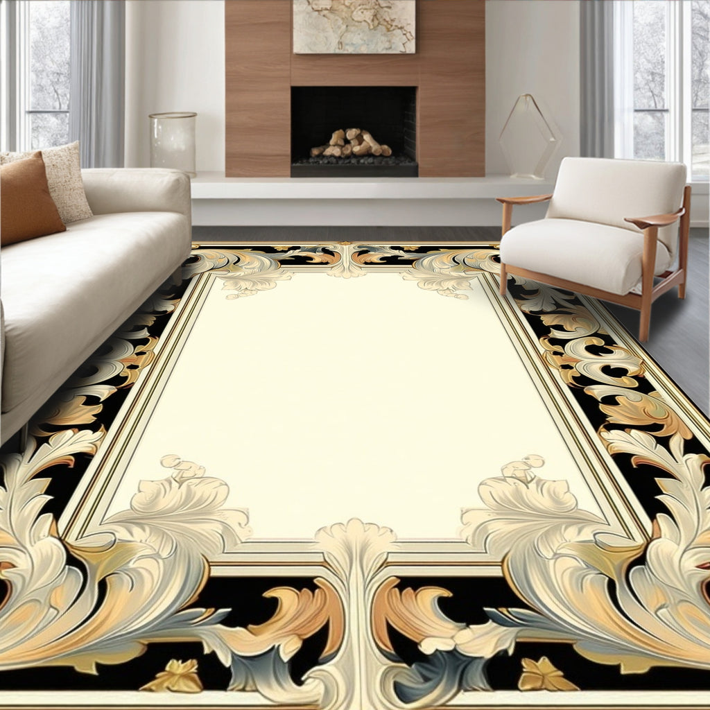 Ornate Scrollwork Decorative Style Rug