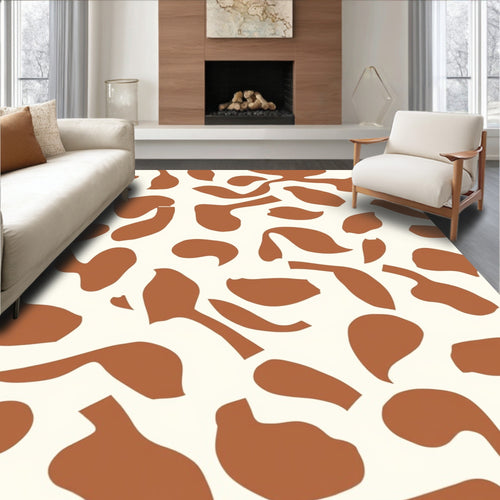 Abstract Organic Brown Cream Pattern Rug