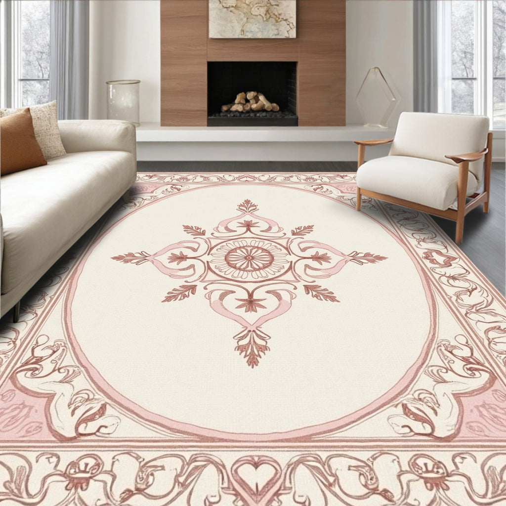Antique Floral Scrollwork Medallion Rug